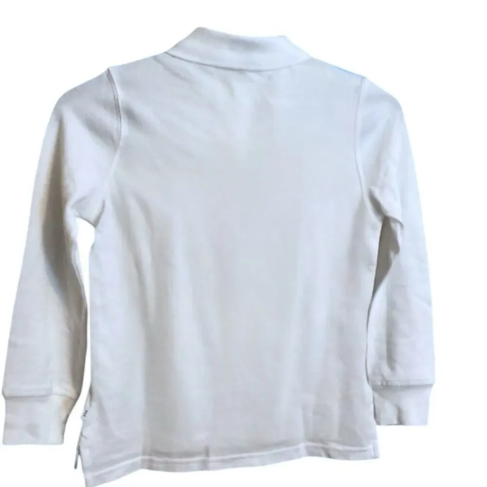 Boys GAP Uniform Long‎ sleeve Polo Shirt Size S White Organic Cotton NWT-READ